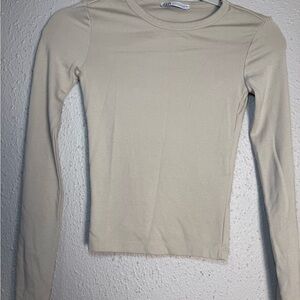 Zara Beige Long Sleeve Top